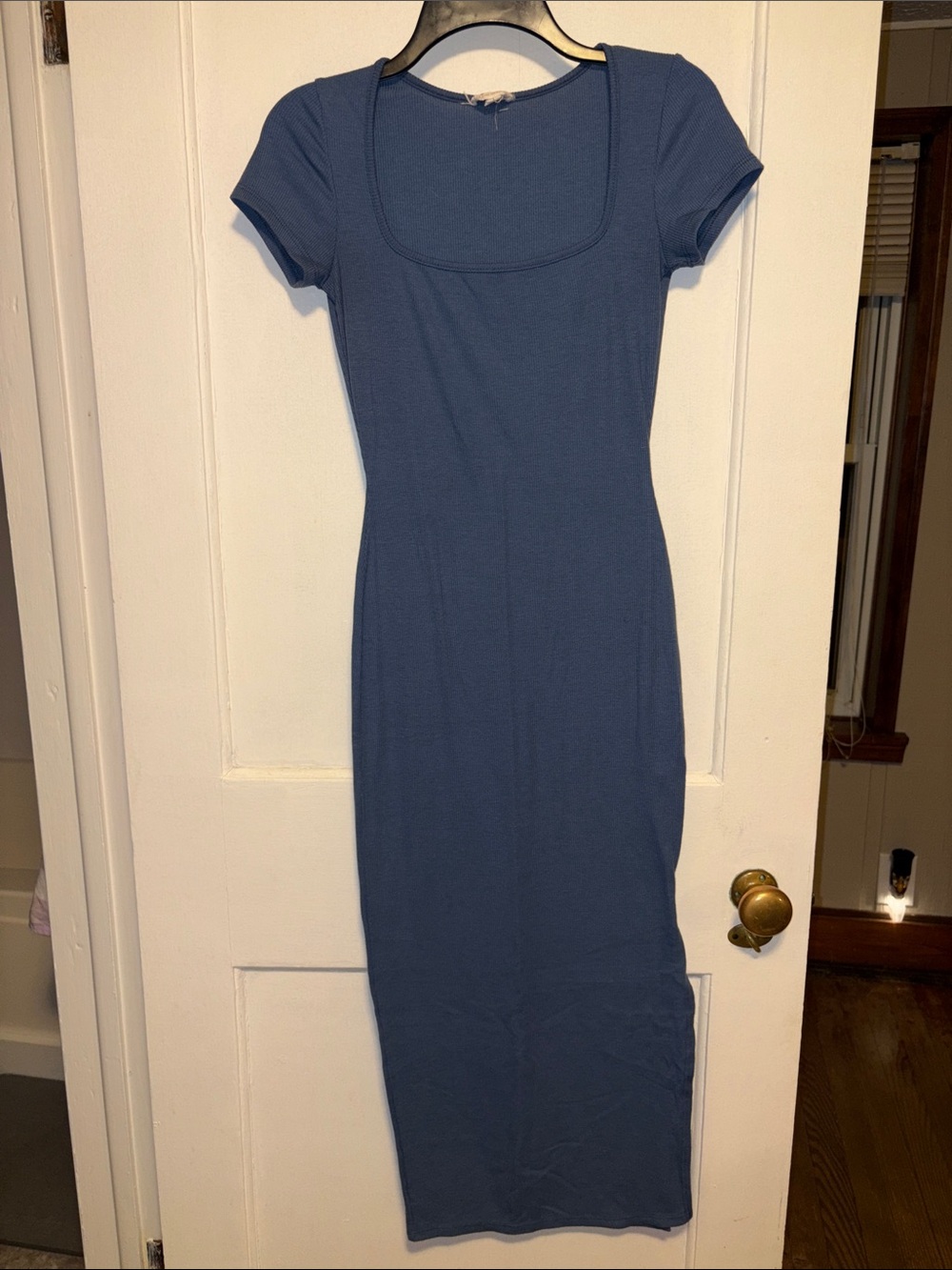 See You Monday Blue Ribbed Maxi Dress